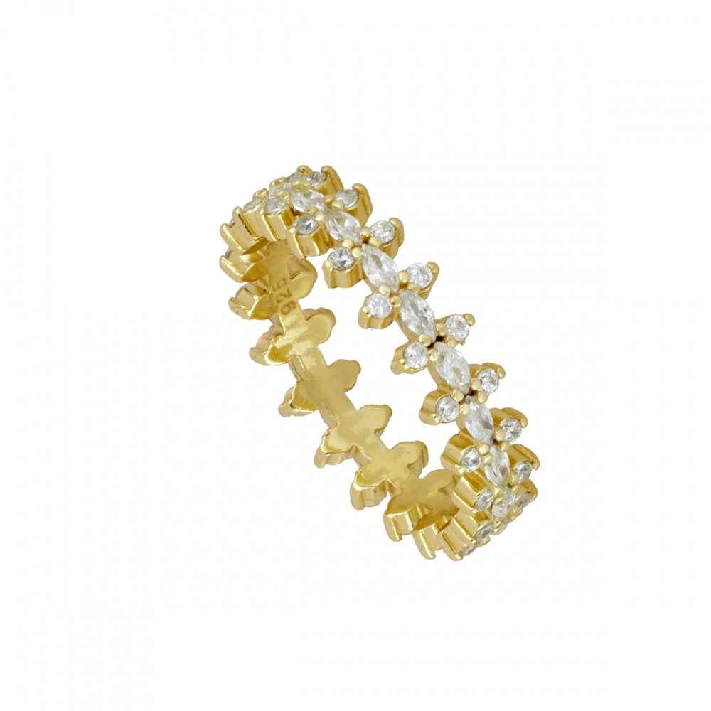 BRIGHT FLOWER Anillo con baño de oro 18k