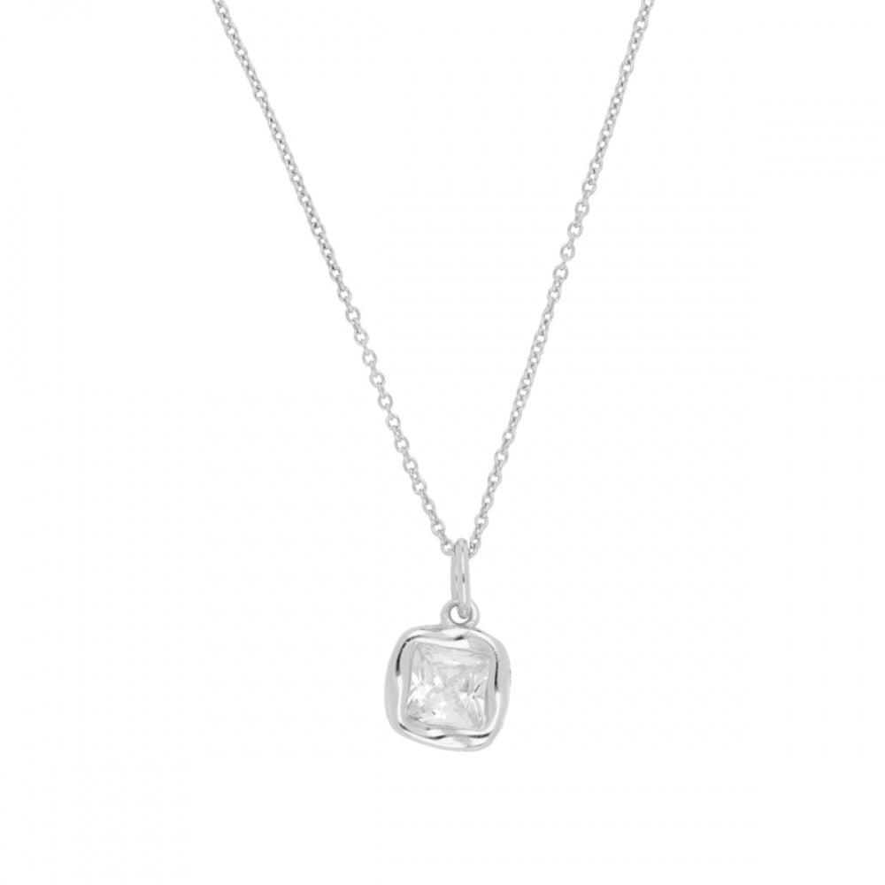 SQUARE LIGHT Collar de plata rodiada