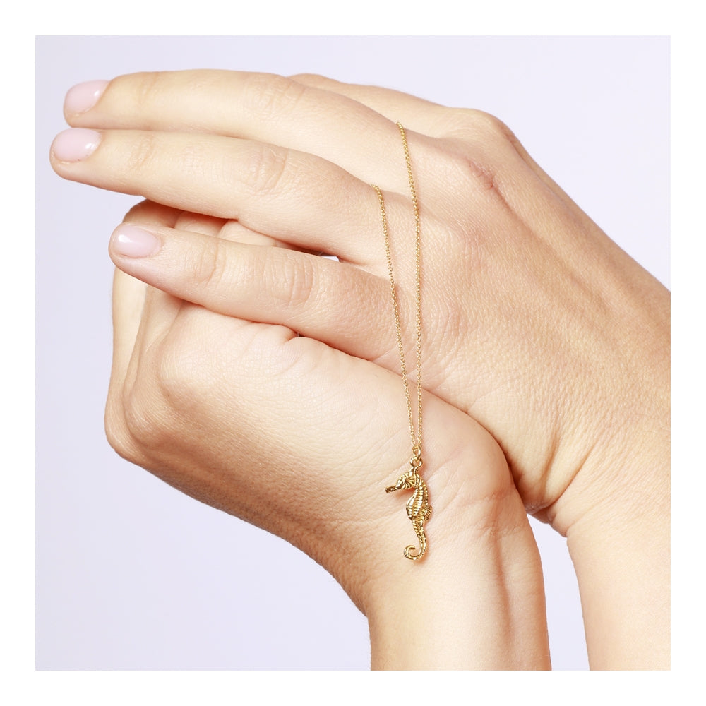 SEA HORSE Collar con baño de oro 18k