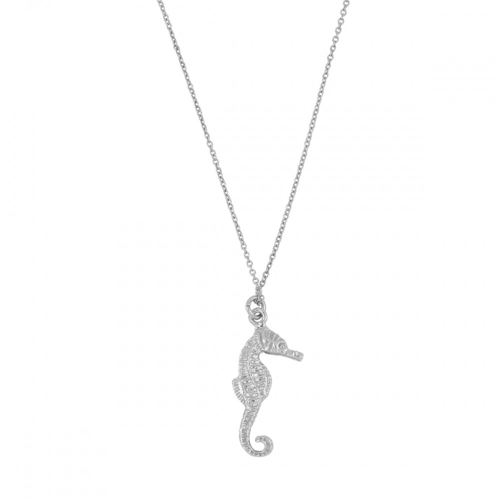 SEA HORSE Collar de plata rodiada
