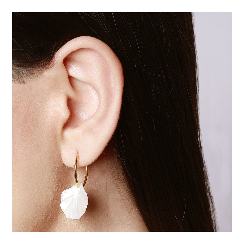 WHITE LEAF Pendientes de plata rodiada