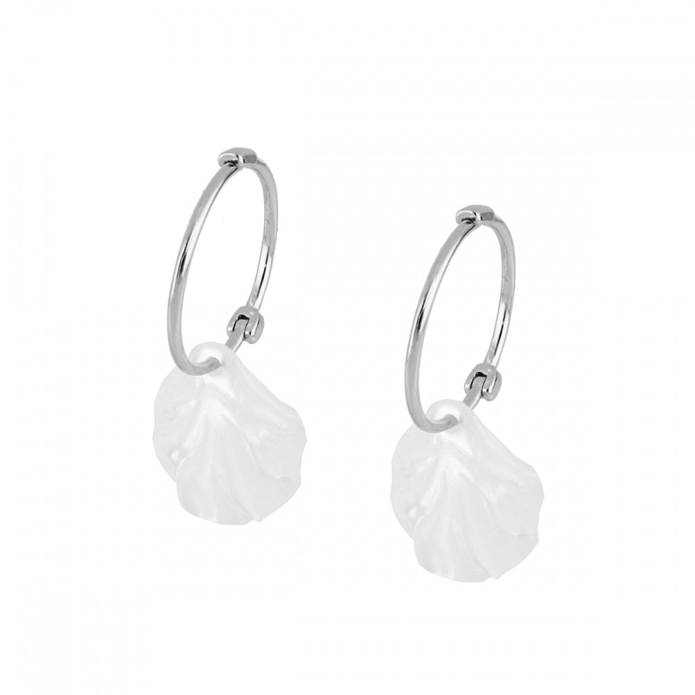 WHITE LEAF Pendientes de plata rodiada