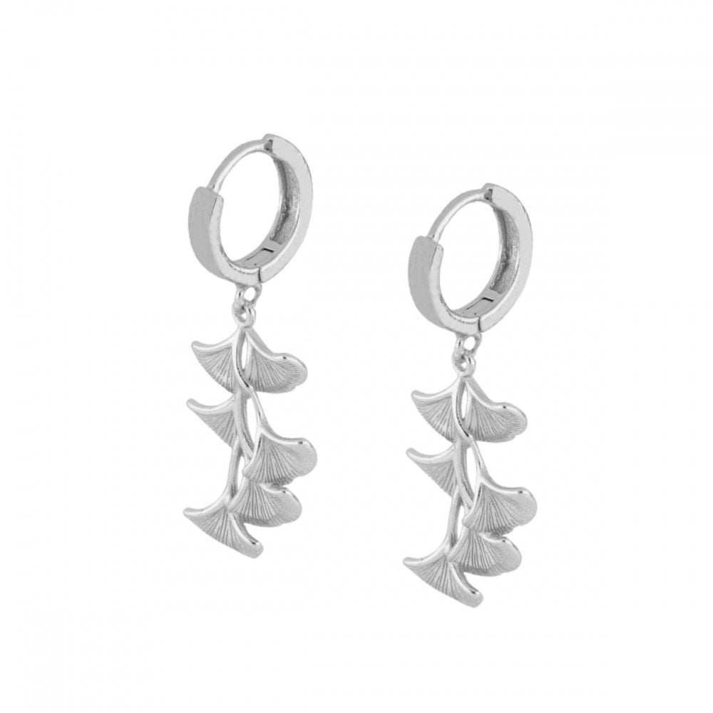 NEW LEAF Pendientes de plata rodiada