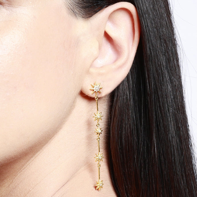 STARRY NIGHT Pendientes con baño de oro 18k