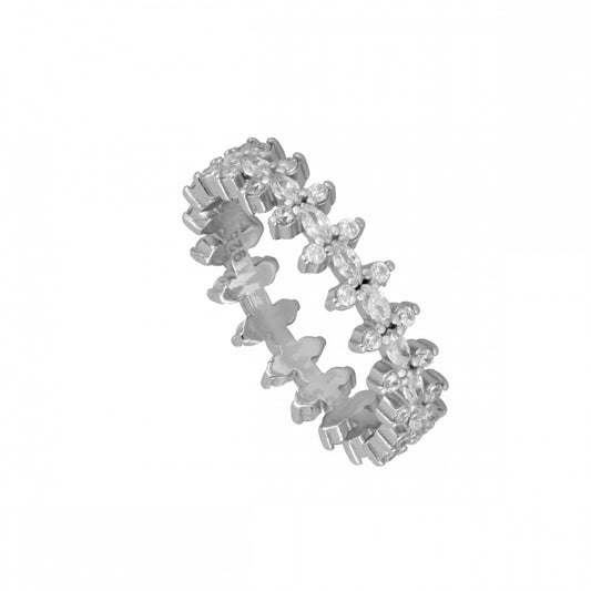 BRIGHT FLOWER Anillo de plata rodiada