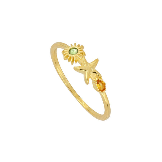 LIA Anillo con baño de oro 18k