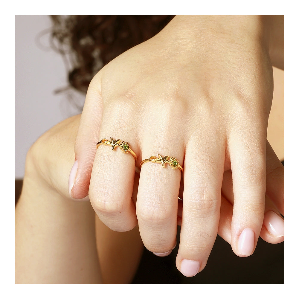 LIA Anillo con baño de oro 18k