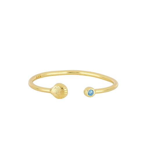 BLUE SHELL Anillo con baño de oro 18k