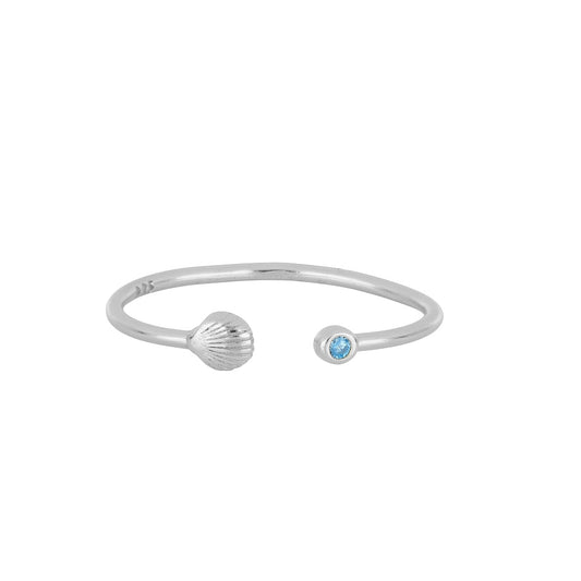 BLUE SHELL Anillo de plata rodiada