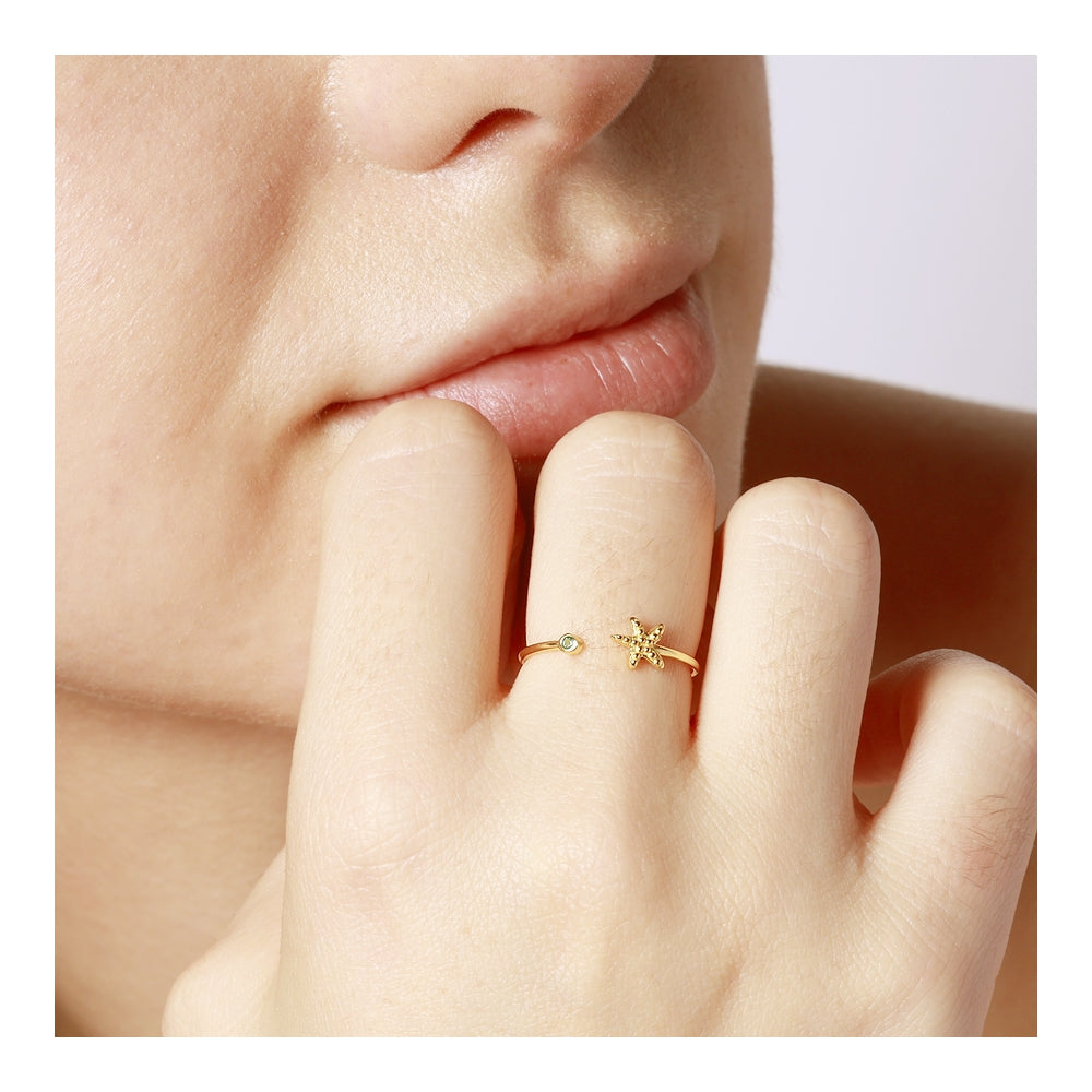 SEA STAR Anillo con baño de oro 18k