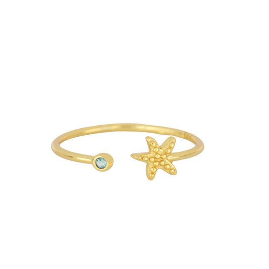SEA STAR Anillo con baño de oro 18k