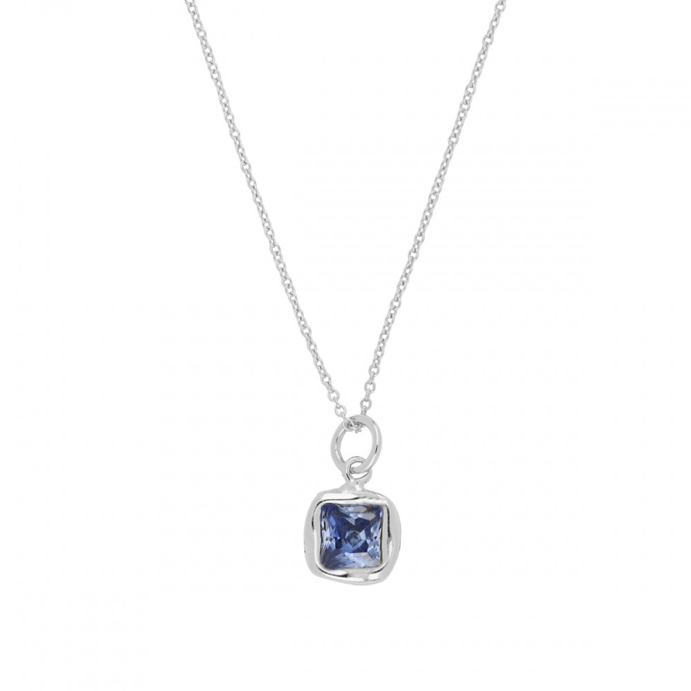 SQUARE LIGHT Collar de plata rodiada