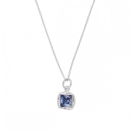 SQUARE LIGHT Collar de plata rodiada