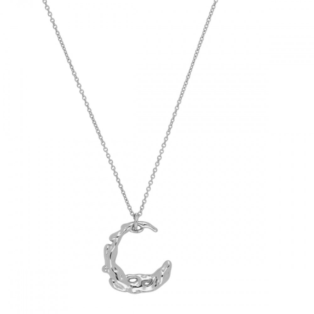 MELTED MOON Collar de plata rodiada