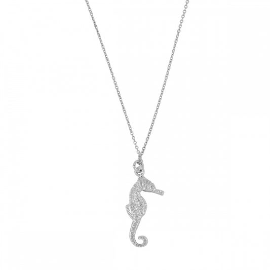 SEA HORSE Collar de plata rodiada