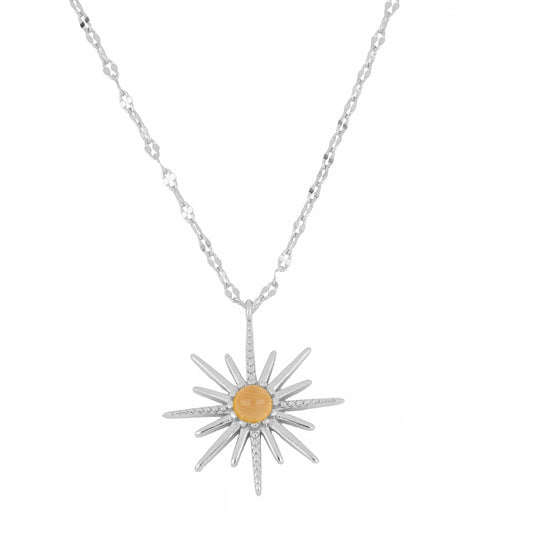 BURNING SUN Collar de plata rodiada