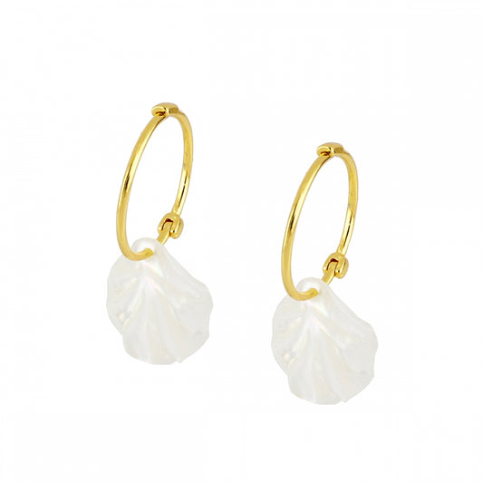 WHITE LEAF Pendientes con baño de oro 18k