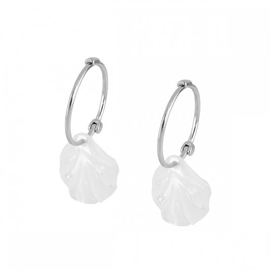 WHITE LEAF Pendientes de plata rodiada