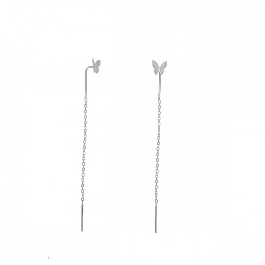 BUTTERFLY Pendientes de plata rodiada