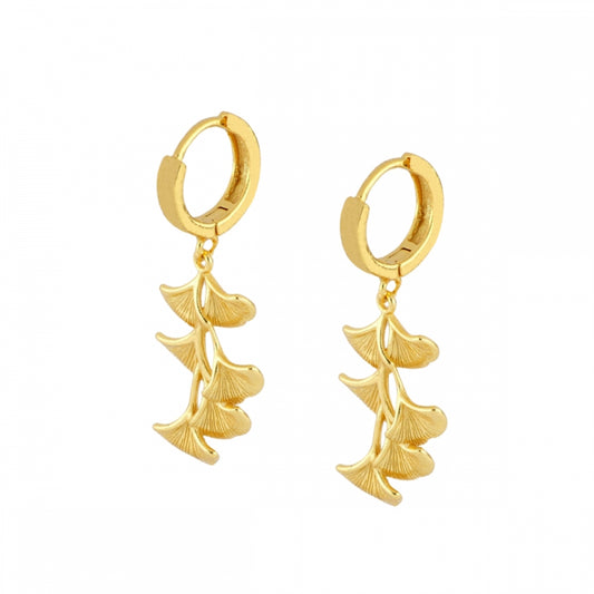 NEW LEAF Pendientes con baño de oro 18k