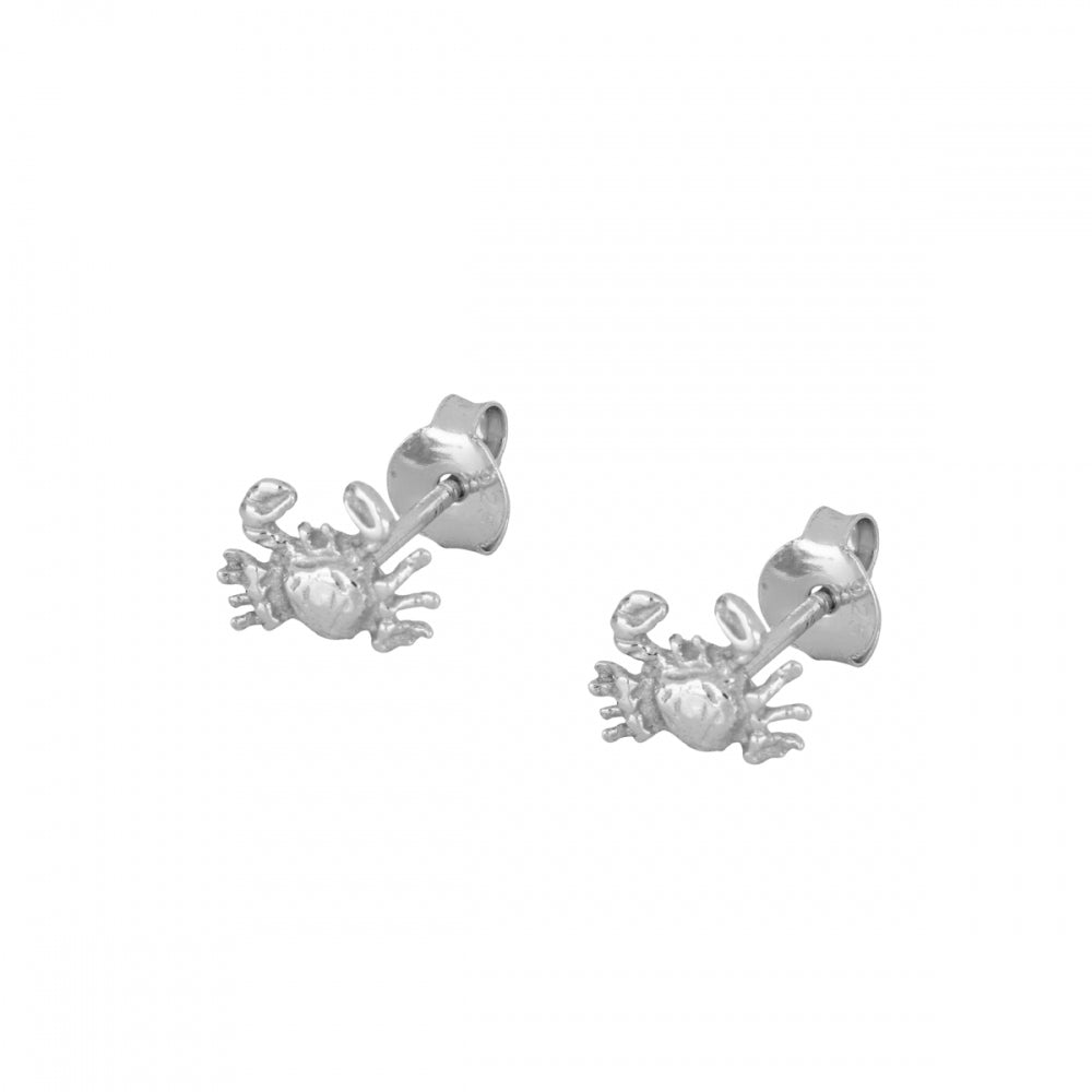 LITTLE CRAB Pendientes de plata rodiada