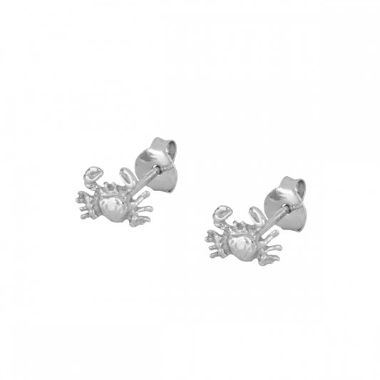 LITTLE CRAB Pendientes de plata rodiada