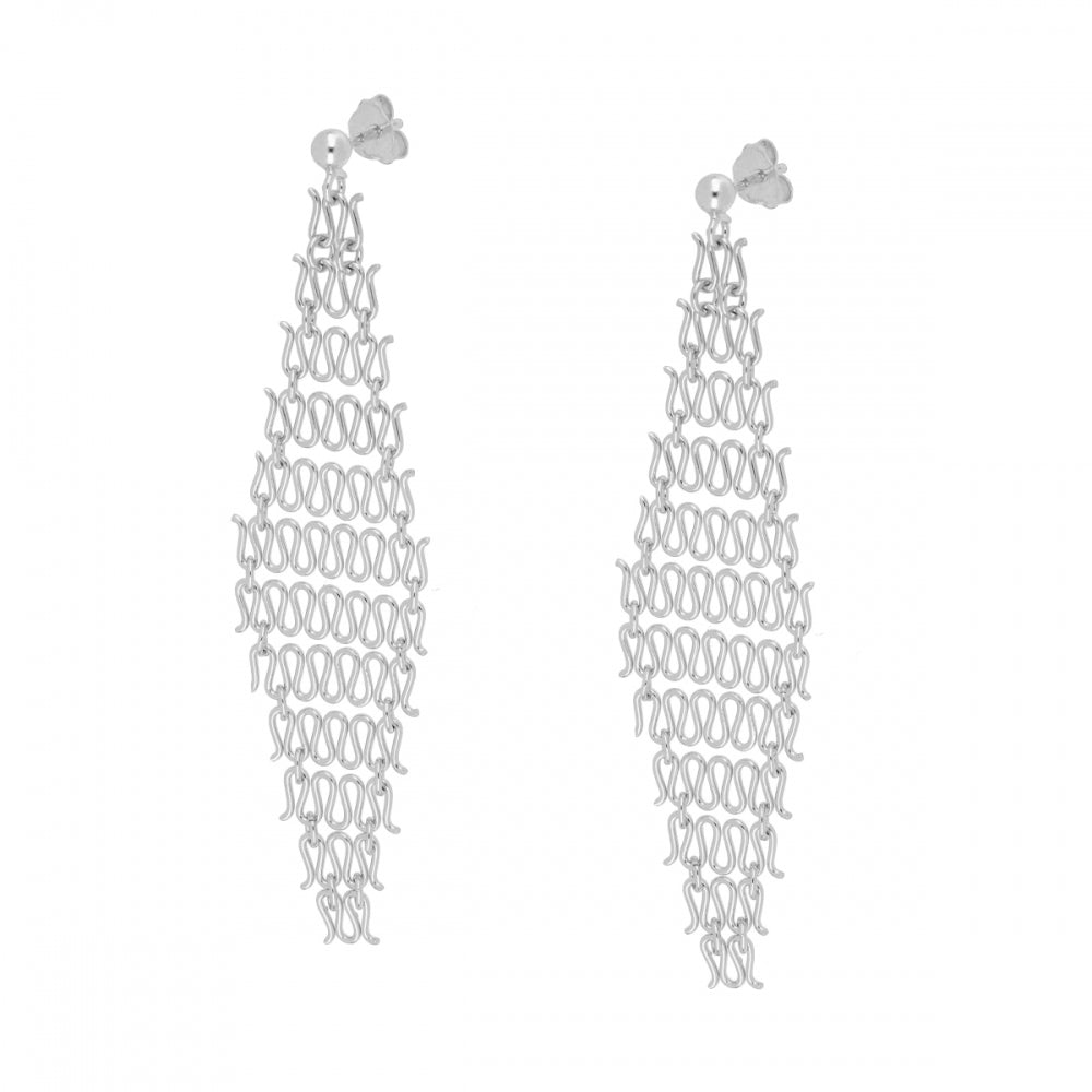 RHOMBUS Pendientes de plata rodiada